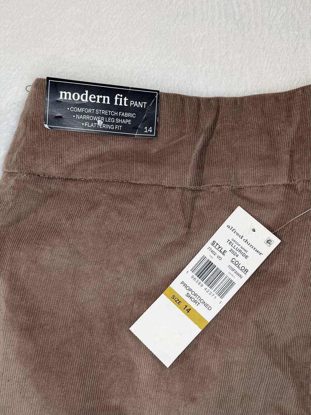 Alfred Dunner Telluride Women’s Brown Corduroy Modern Fit Pant Size 14 - Picture 5 of 7